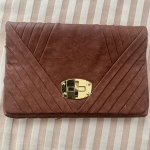 Urban Expressions Tan Vegan Clutch with Gold Accent